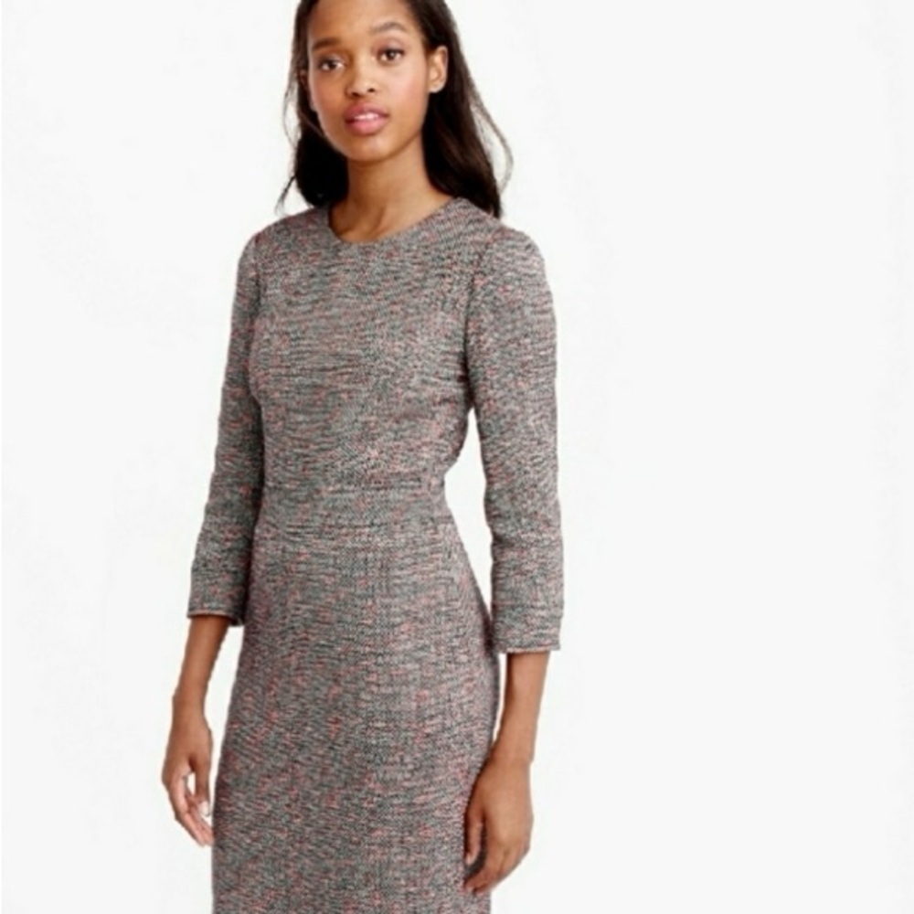J.Crew Size 4 Tweed Neon Pink Sheath Dress NWT
